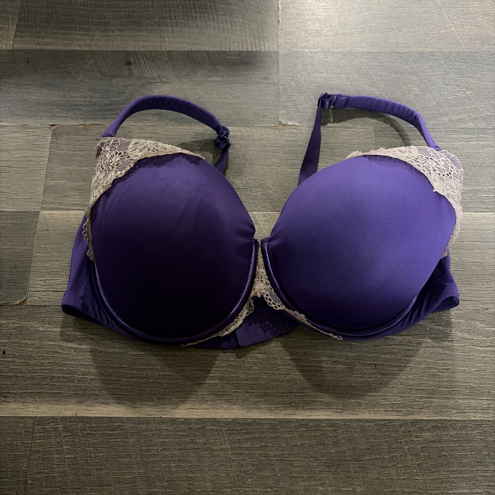Cacique Lane Bryant Bra 42DD Purple Lace Underwire